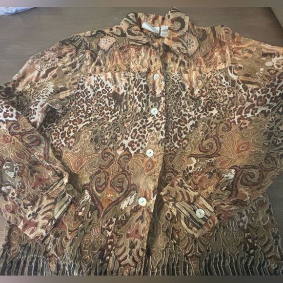 Alfred Dunner Sheer Animal Leopard Print Jacket Size 6P - Picture 12 of 13
